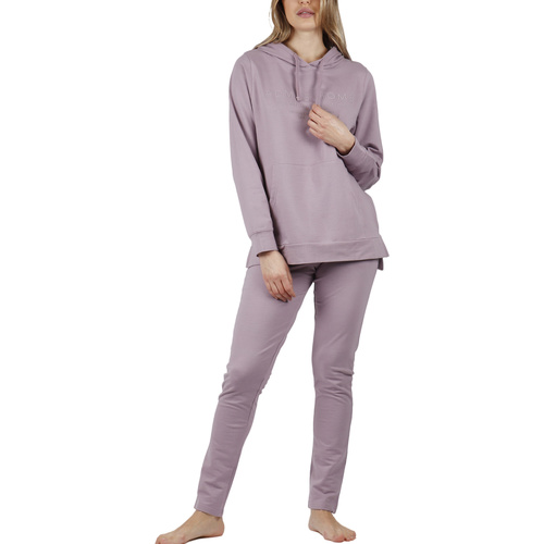 Vêtements Femme Pyjamas / Chemises de nuit Admas Pyjama tenue d'intérieur pantalon sweat capuche Comfort Home Violet