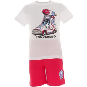 Vêtements Garçon T-shirts manches courtes love Converse Ice cream truck tee et ft short set Blanc