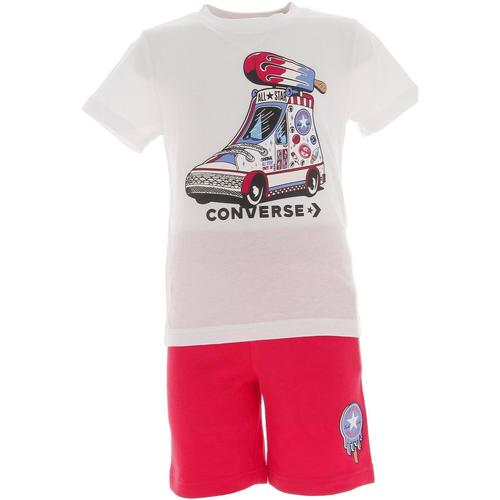 Vêtements Garçon T-shirts Dye manches courtes Converse Ice cream truck tee et ft short set Blanc