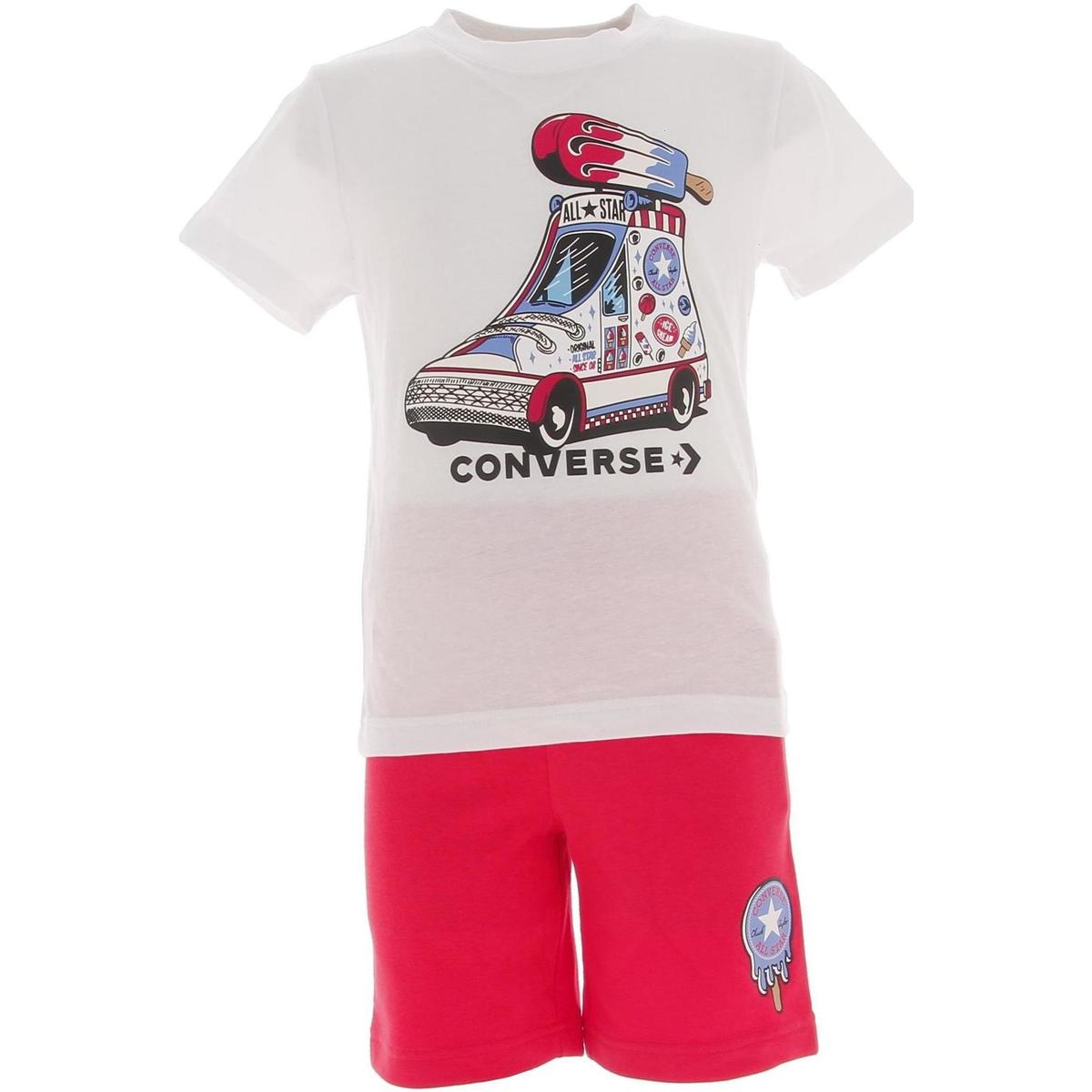 Vêtements Garçon T-shirts manches courtes locker Converse Ice cream truck tee et ft short set Blanc