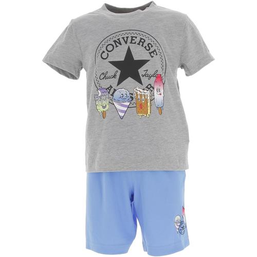 Vêtements Garçon T-shirts Dye manches courtes Converse Frozen friends tee et mesh short set Bleu