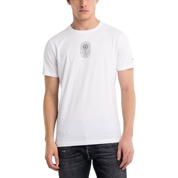 Vêtements Homme T-shirts & Polos Replay T-shirt  col ras du cou avec imprim motard Blanc