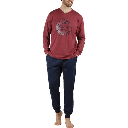 Vêtements Homme Pyjamas / Chemises de nuit Admas Pyjama tenue d'intérieur pantalon et haut Stamp Antonio Miro Rouge