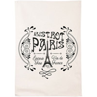 La mode responsable Torchons Enesco Essuie main - Paris Bistrot - en coton décoré Blanc
