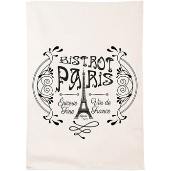 Objets de décoration Torchons Enesco Essuie main - Paris Bistrot - en coton décoré Blanc