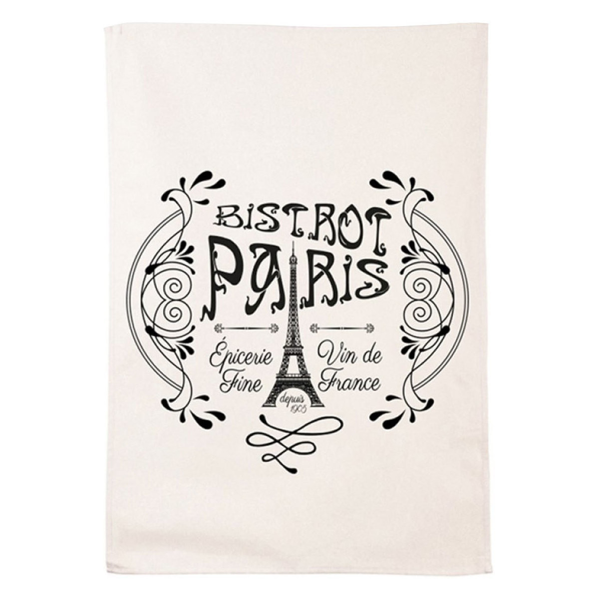 Maison & Déco Torchons Enesco Essuie main - Paris Bistrot - en coton décoré Blanc