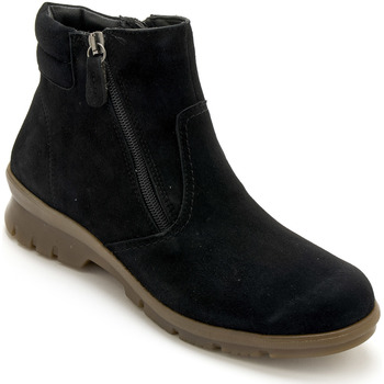 Chaussures Femme Boots Pediconfort Boots 2 zips cuir extensible noir