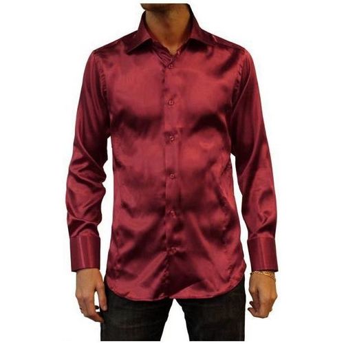 Vêtements Homme Chemises manches longues Kebello Chemise en satin Bordeaux H Bordeaux