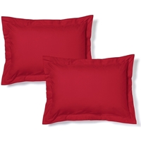 Maison & Déco Taies d'oreillers / traversins Salomé Prestige Lot de 2 taies d'oreiller unies percale de coton 80 fils - (65x Rouge