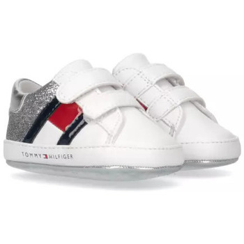 Chaussures Fille Baskets mode Tommy Hilfiger VELCRO SHOE WHITE/SILVER Blanc