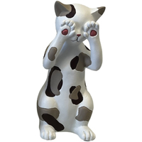 Maison & Déco Taies doreillers / traversins Amadeus Figurine chat de décoration en résine je ne vois rien Blanc