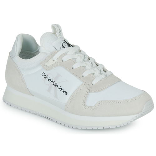 Chaussures Femme Baskets basses Calvin Klein Jeans RUNNER SOCK LACEUP NY-LTH W Blanc