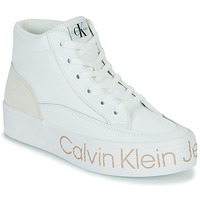 Chaussures Femme Baskets montantes Calvin Klein Jeans VULC FLATF MID WRAP AROUND LOGO Blanc