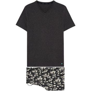 Vêtements Homme Pyjamas / Chemises de nuit Hom Pyjama court coton TAMBO Noir gris