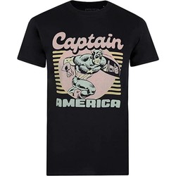 Vêtements Homme T-shirts manches longues Captain America 70's Noir
