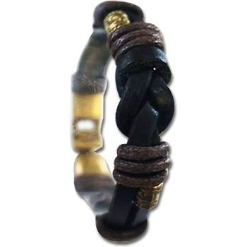 Montres & Bijoux Bracelets Cadoons Bracelet mixte en cuir noir et marron Noir