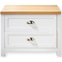 Maison & Déco Tables de chevet Casâme Chevet 2 tiroirs blanc et décor chêne - L60 x H48 cm Blanc
