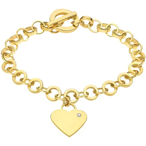 Montres & Bijoux Femme Bracelets Lotus Bracelet femme  pampille coeur acier doré Jaune