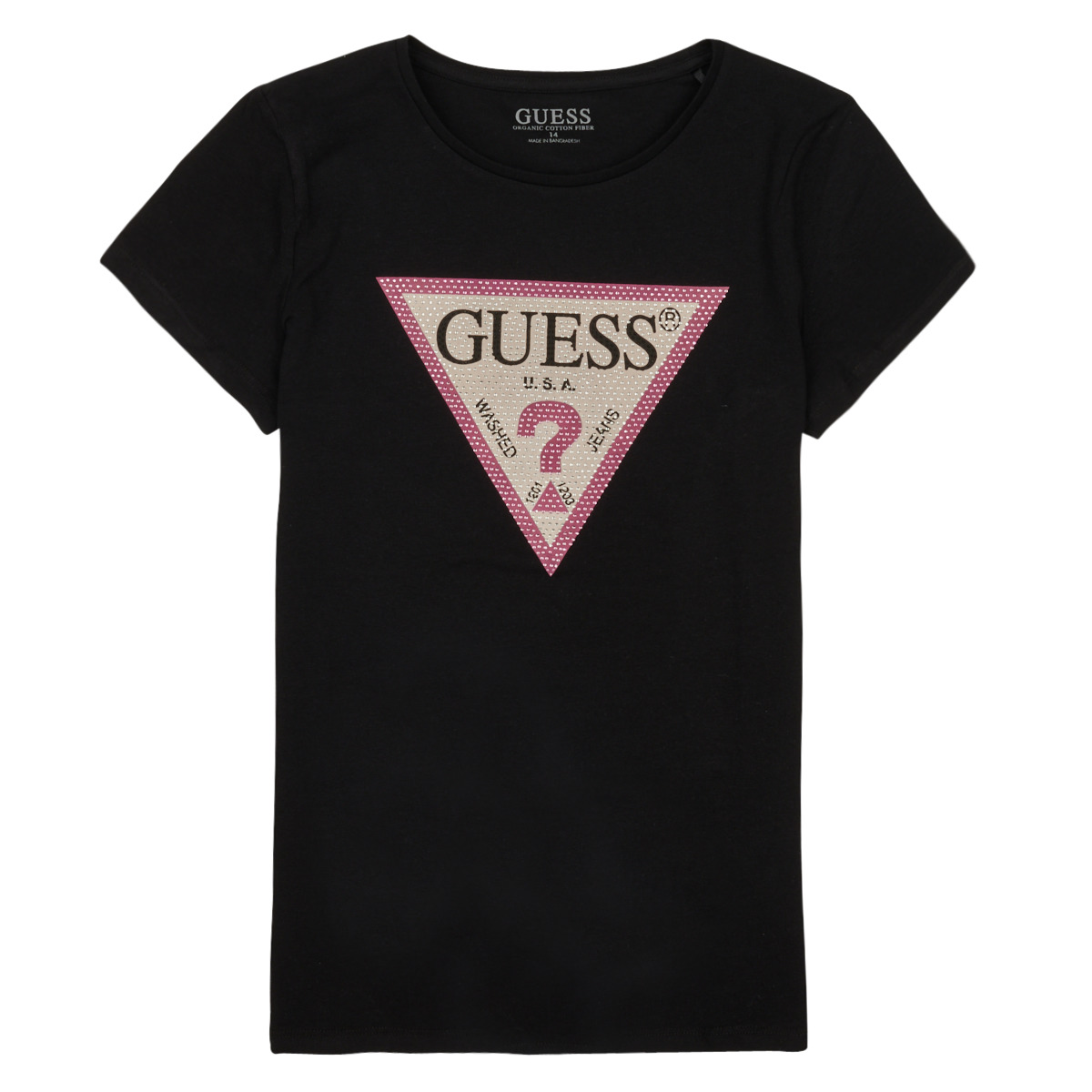 Vêtements Fille T-shirts manches courtes LGC Guess SS T SHIRT Noir / Rose