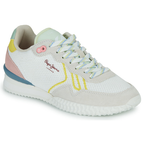 Chaussures Femme Baskets basses Pepe Bonpoint jeans HOLLAND MESH W Blanc / Beige / Rose
