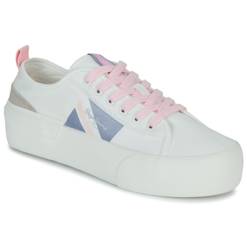 Chaussures Femme Baskets basses Pepe jeans your ALLEN FLAG COLOR W Blanc / Rose