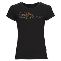 Vêtements Femme T-shirts manches courtes convertible Guess SS convertible GUESS FLAME LOGO R4 Noir