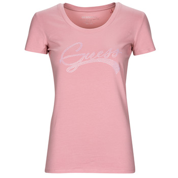 Vêtements Femme T-shirts manches courtes Guess Crossbody SS RN ADELINA TEE Rose