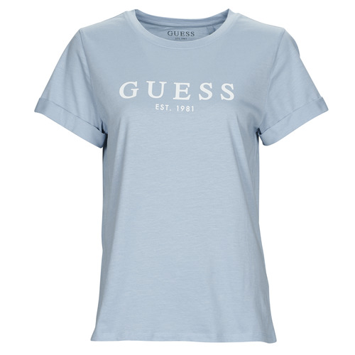 Vêtements Femme T-shirts Rose manches courtes Guess ES SS GUESS 1981 ROLL CUFF TEE Bleu