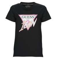 Vêtements Femme T-shirts manches courtes Guess SS CN ICON TEE Noir