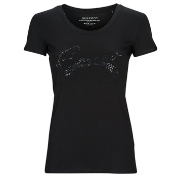 Vêtements Femme T-shirts manches courtes LOGO Guess SS RN ADELINA TEE Noir
