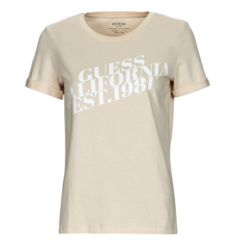 Vêtements Femme T-shirts manches courtes Guess lapi SS CN AURELIA TEE Beige