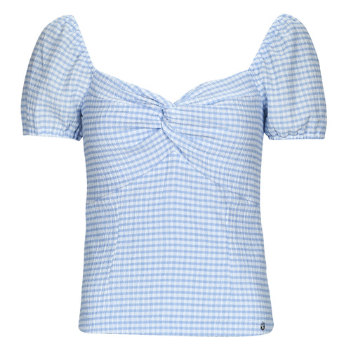 Vêtements Femme Ls Clouis Shirt Guess SS LAZIZE KNOT TOP Blanc / Bleu