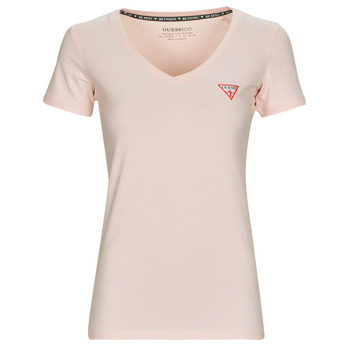 Vêtements Femme T-shirts manches courtes Guess DPD SS VN MINI TRIANGLE TEE Rose