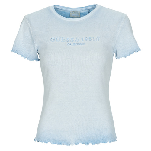 Vêtements Femme T-shirts manches courtes logo Guess SS CN EDURNE TEE Bleu