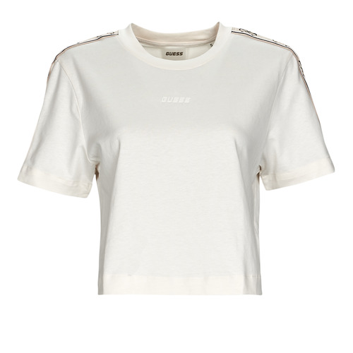 Vêtements Femme T-shirts Rose manches courtes Guess BRITNEY CROP TEE Blanc
