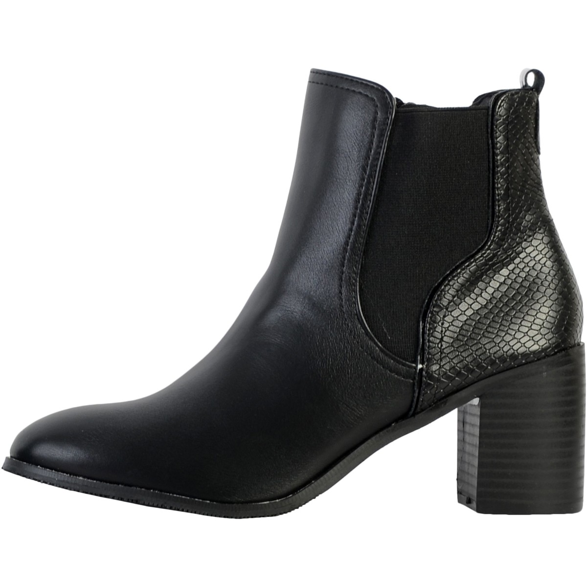 Chaussures Femme Turela Ankle Boots Bottines à Talon Cuir Noir