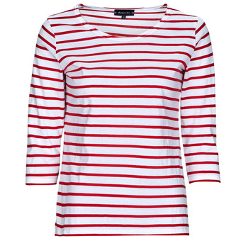 Vêtements Femme T-shirts manches longues Armor Lux MARINIERE ARMOR Blanc / Rouge