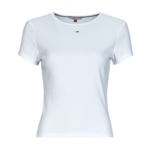 Vêtements Femme T-shirts manches courtes Tommy Jeans TJW BBY ESSENTIAL RIB SS Blanc