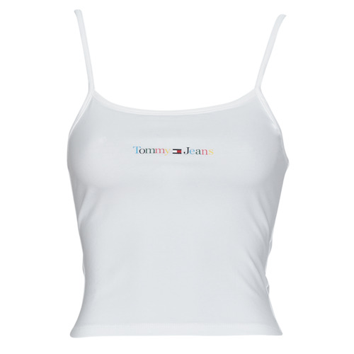 Vêtements Femme Tommy Reporter hilfiger жіноча синя шапка Tommy Reporter Jeans TJW BBY COLOR LINEAR STRAP TOP Blanc