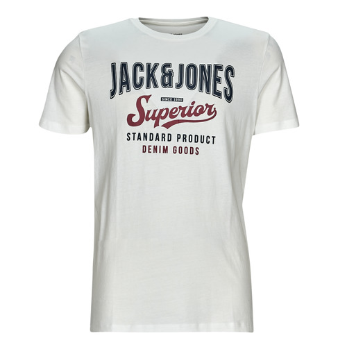 Vêtements Homme T-shirts PFN manches courtes Jack & Jones JJELOGO TEE SS O-NECK Ecru