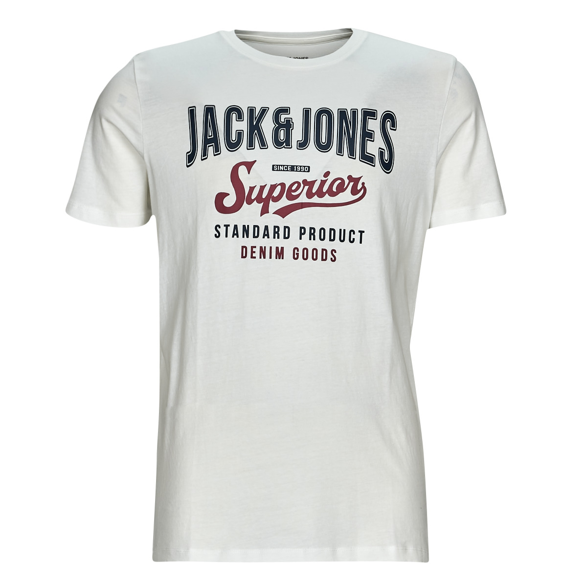 VêMens Homme T-shirts manches courtes Jack & Jones JJELOGO TEE SS O-NECK Ecru