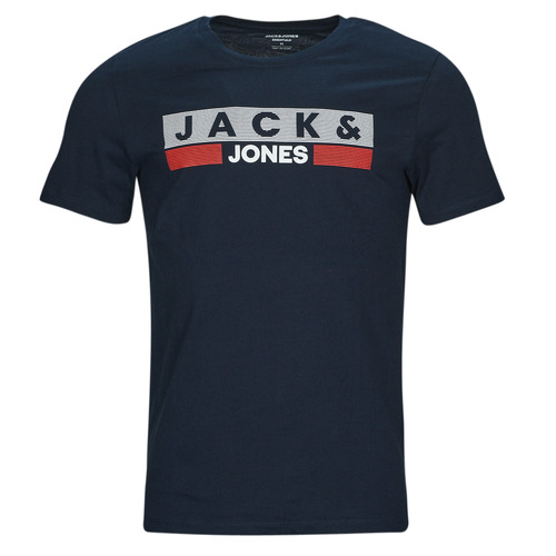 Vêtements Homme Long Sleeve Muscle Fit Satin Shirt Jack & Jones JJECORP LOGO TEE SS O-NECK Marine