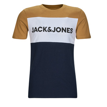 Vêtements Homme T-shirts manches courtes Rosalita Mc Gee JJELOGO BLOCKING TEE SS Jaune / Blanc / Marine
