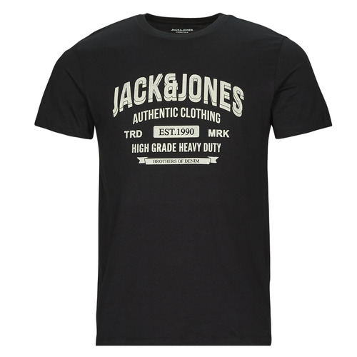 Vêtements Homme Long Sleeve Muscle Fit Satin Shirt Jack & Jones JJEJEANS TEE SS O-NECK Noir