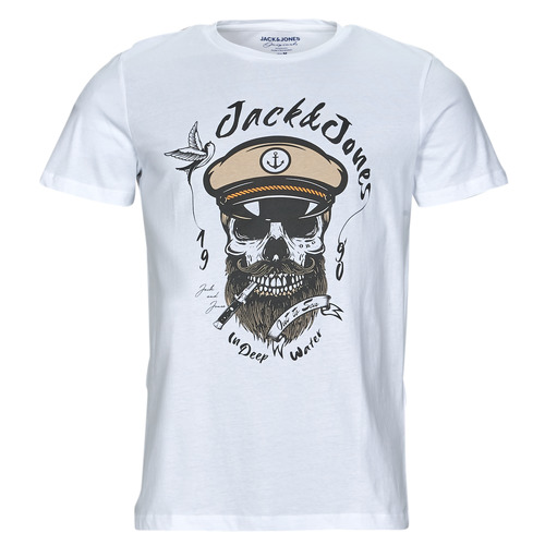 Vêtements Homme T-shirts PFN manches courtes Jack & Jones JORROXBURY TEE SS CREW NECK Blanc