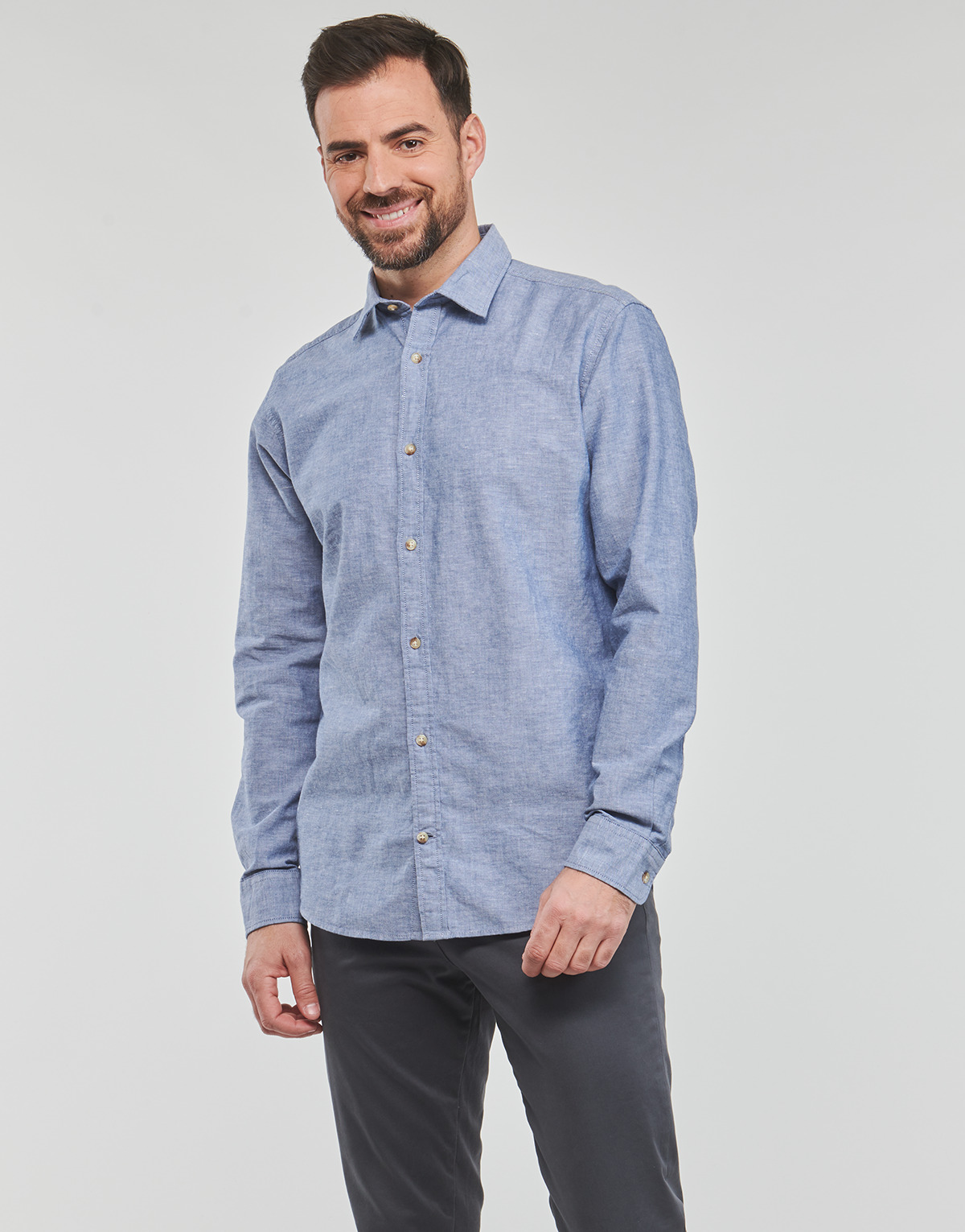Vêtements Homme Chemises manches longues Jack & Jones JJESUMMER SHIRT Lavaredo L/S Bleu