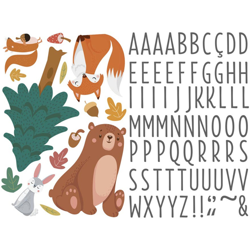 Taies doreillers / traversins Stickers Sud Trading Autocollant Mural pour enfants avec prénom animaux de forêt Multicolore