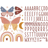 Maison & Déco Stickers Cadoons Autocollant Mural pour enfants avec prénom Papillons Multicolore