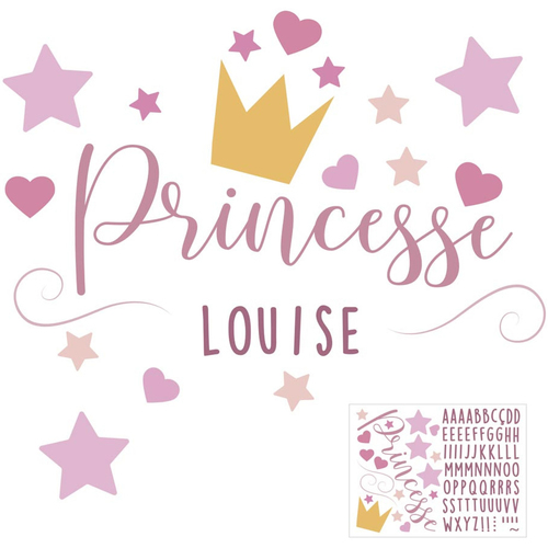 Maison & Déco Stickers Sud Trading Autocollant Mural pour enfants avec prénom princesse Rose