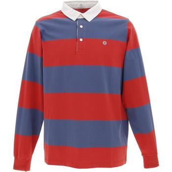 Vêtements Homme Polos manches longues Serge Blanco Polo jersey raye cobalt ml Rouge